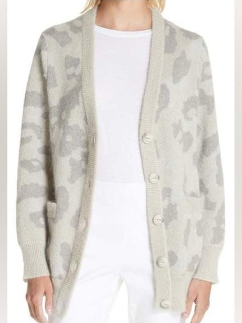 Rag & Bone Mohair Alpaca Silk Wool Leopard Sweater Cardigan Women’s Size XS